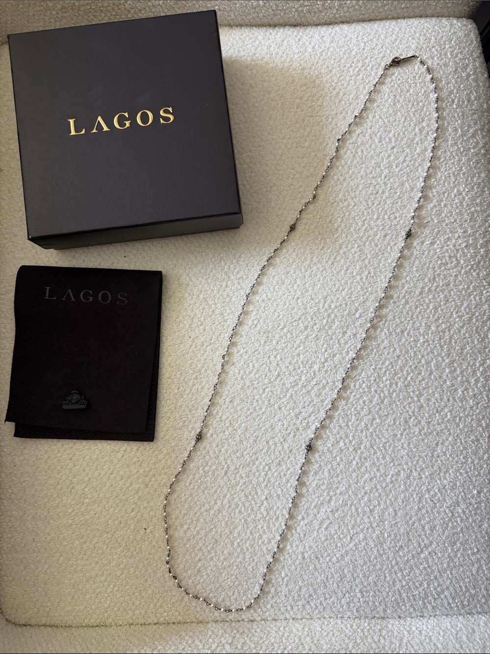 LAGOS small pearl Beaded Necklace 34 inches